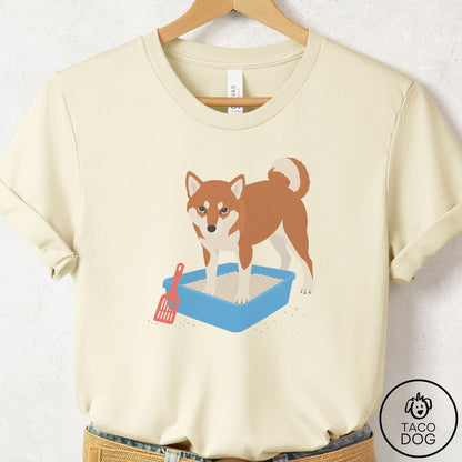 Shiba Inu Litter Box T-Shirt Natural Taco-Dog