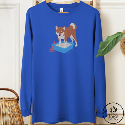 Shiba Inu Litter Box Long Sleeve Tee True Royal Taco-Dog