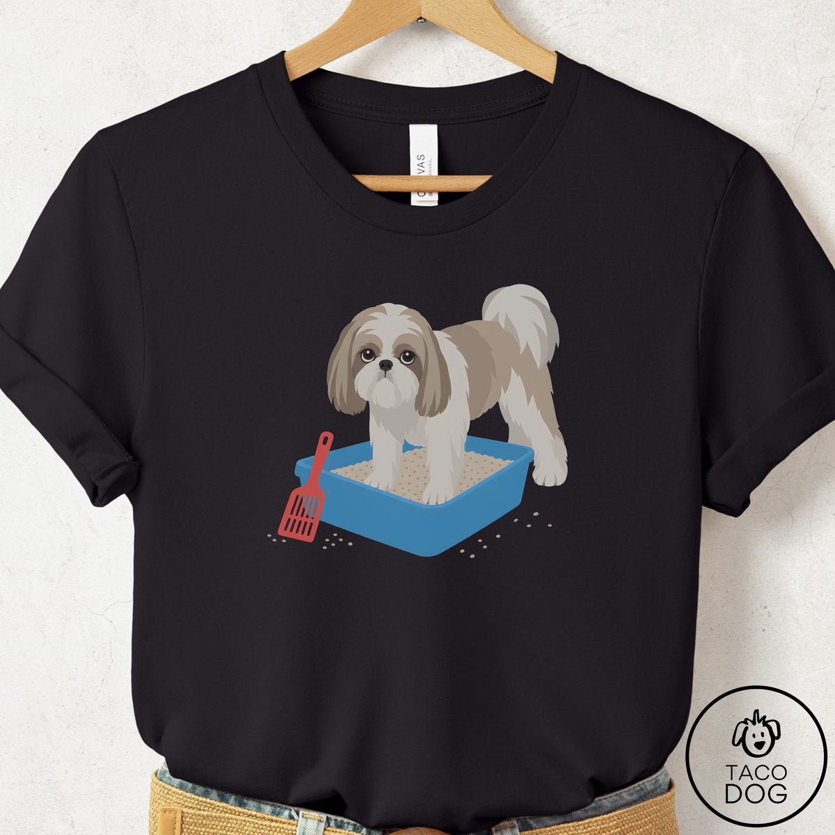 Shih Tzu Litter Box T-Shirt Black Taco-Dog
