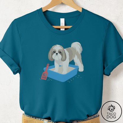 Shih Tzu Litter Box T-Shirt Deep Teal Taco-Dog