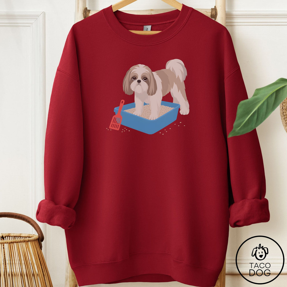 Shih Tzu Litter Box Sweatshirt Garnet Taco-Dog
