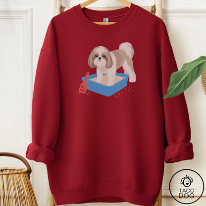 Shih Tzu Litter Box Sweatshirt Garnet Taco-Dog