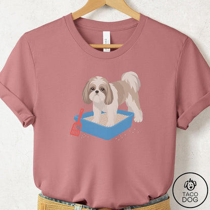 Shih Tzu Litter Box T-Shirt Mauve Taco-Dog