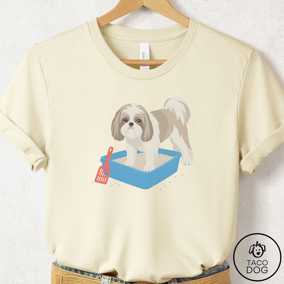 Shih Tzu Litter Box T-Shirt Natural Taco-Dog