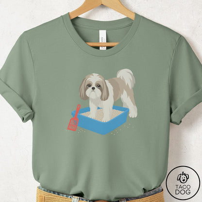 Shih Tzu Litter Box T-Shirt Sage Taco-Dog
