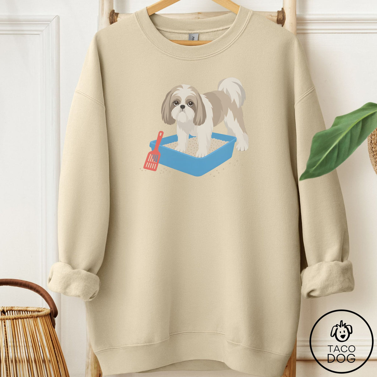 Shih Tzu Litter Box Sweatshirt Sand Taco-Dog