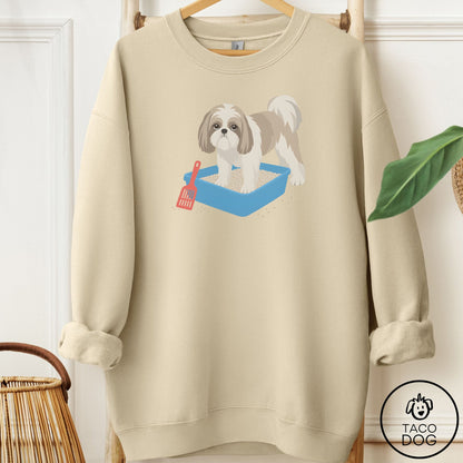 Shih Tzu Litter Box Sweatshirt Sand Taco-Dog