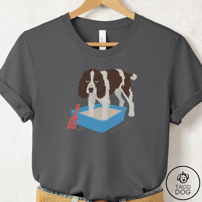 Springer Spaniel Litter Box T-Shirt Asphalt Taco-Dog