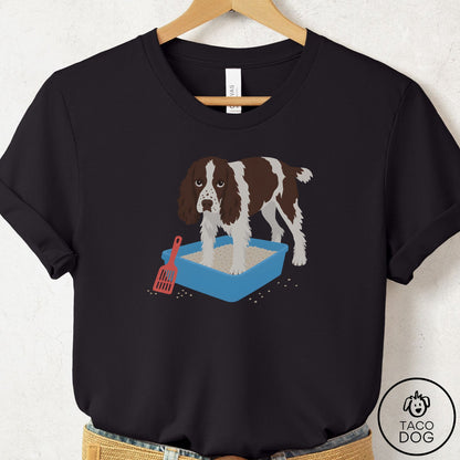 Springer Spaniel Litter Box T-Shirt Black Taco-Dog
