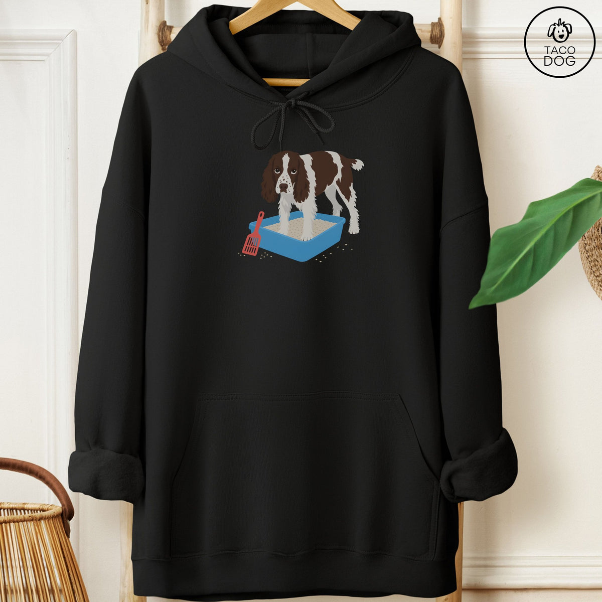Springer Spaniel Litter Box Hoodie Black Taco-Dog