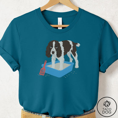 Springer Spaniel Litter Box T-Shirt Deep Teal Taco-Dog