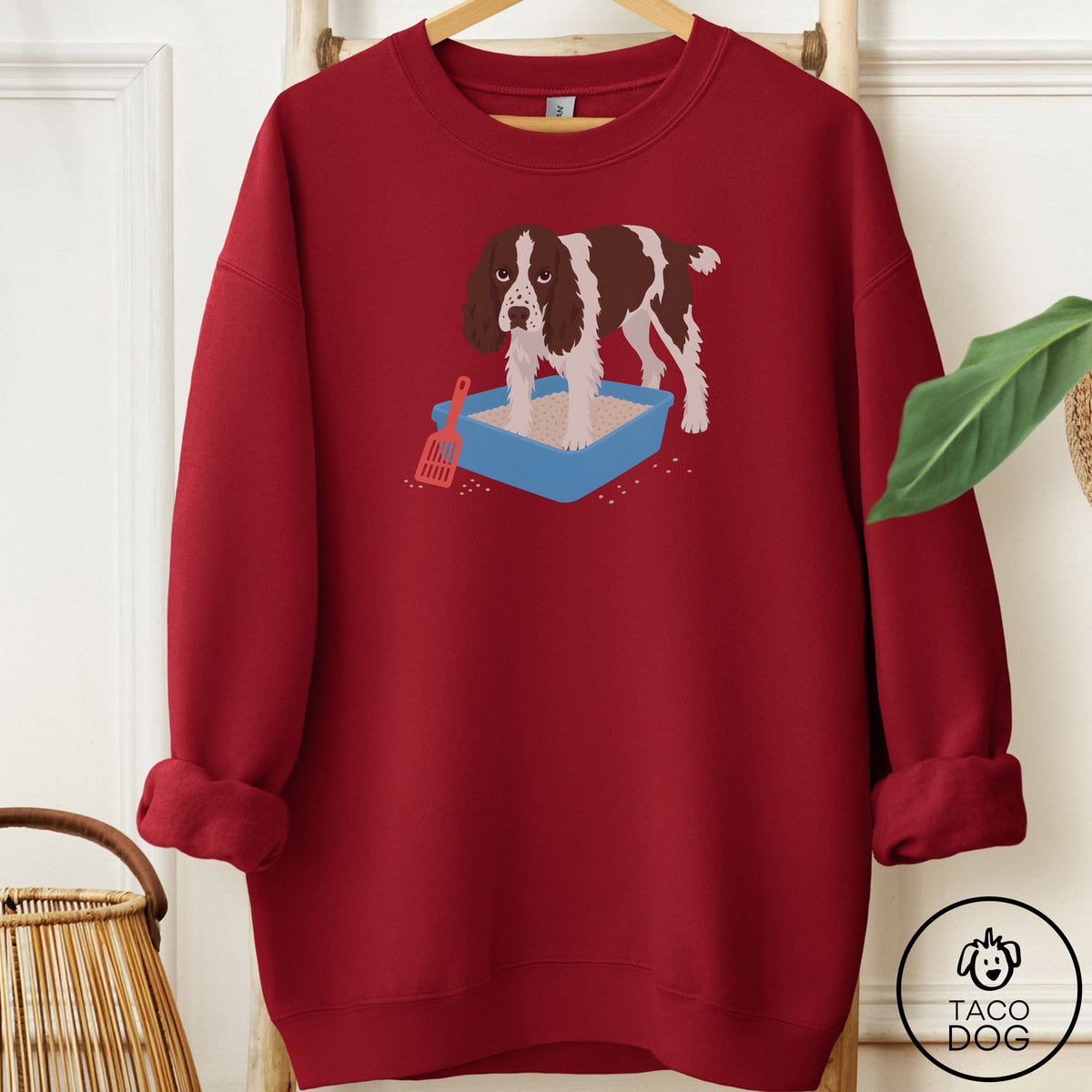 Springer Spaniel Litter Box Sweatshirt Garnet Taco-Dog