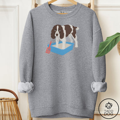 Springer Spaniel Litter Box Sweatshirt Graphite Heather Taco-Dog