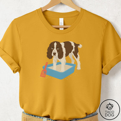 Springer Spaniel Litter Box T-Shirt Mustard Taco-Dog