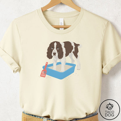 Springer Spaniel Litter Box T-Shirt Natural Taco-Dog