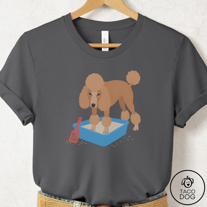 Poodle Litter Box T-Shirt Asphalt Taco-Dog