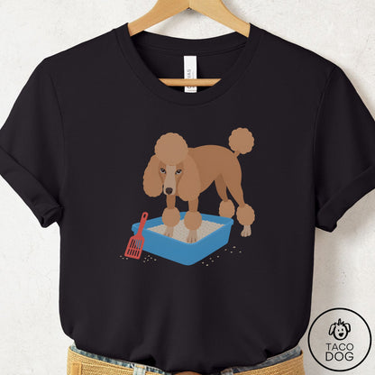 Poodle Litter Box T-Shirt Black Taco-Dog