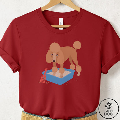 Poodle Litter Box T-Shirt Canvas Red Taco-Dog