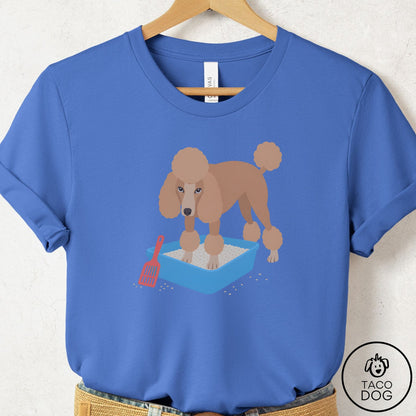 Poodle Litter Box T-Shirt Columbia Blue Taco-Dog