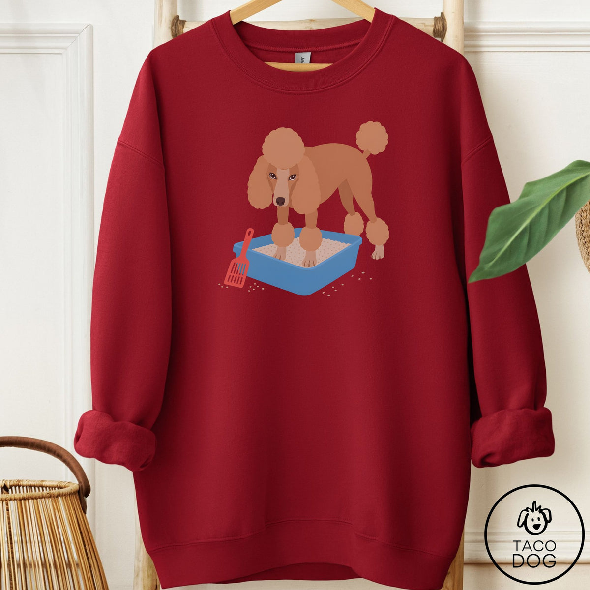 Poodle Litter Box Sweatshirt Garnet Taco-Dog