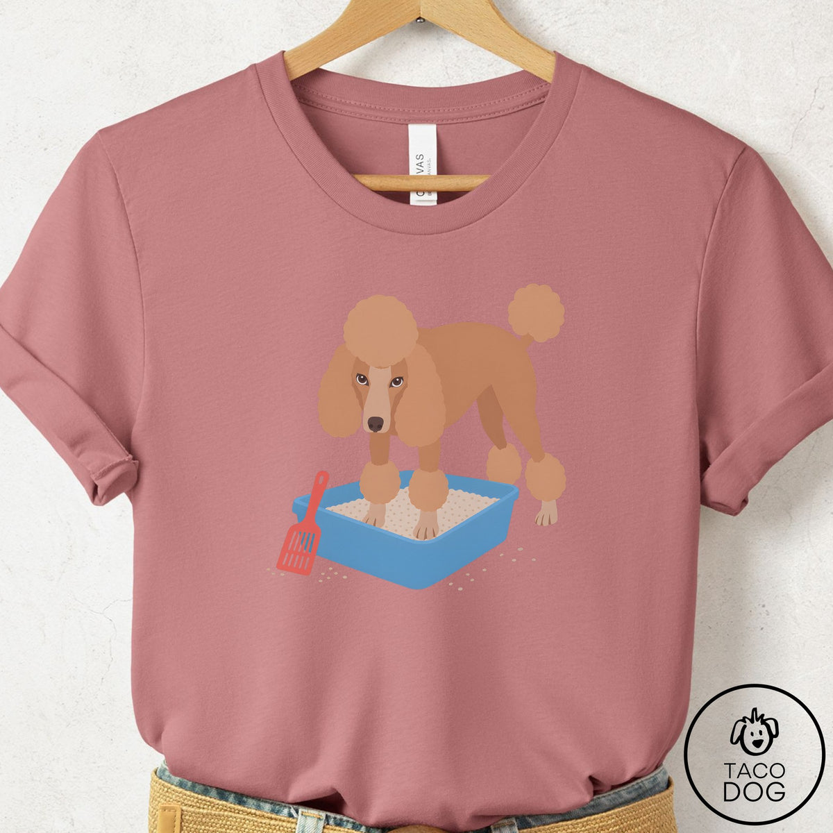 Poodle Litter Box T-Shirt Mauve Taco-Dog