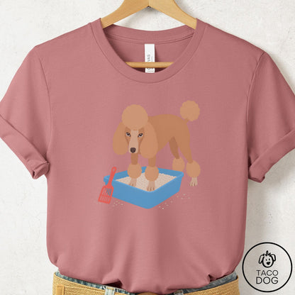 Poodle Litter Box T-Shirt Mauve Taco-Dog