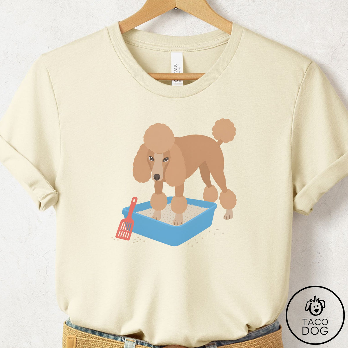 Poodle Litter Box T-Shirt Natural Taco-Dog