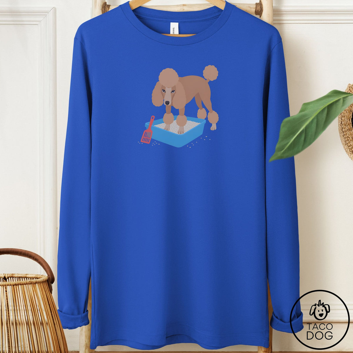 Poodle Litter Box Long Sleeve Tee True Royal Taco-Dog