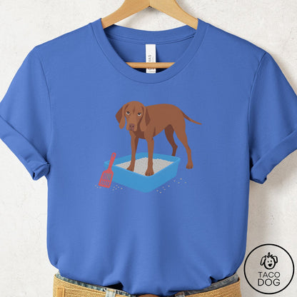 Vizsla Litter Box T-Shirt Columbia Blue Taco-Dog