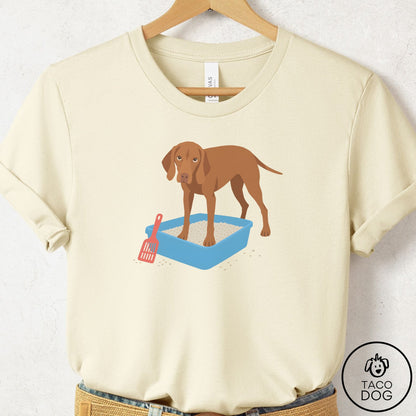 Vizsla Litter Box T-Shirt Natural Taco-Dog