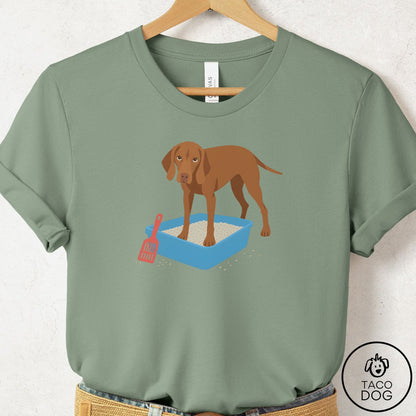 Vizsla Litter Box T-Shirt Sage Taco-Dog