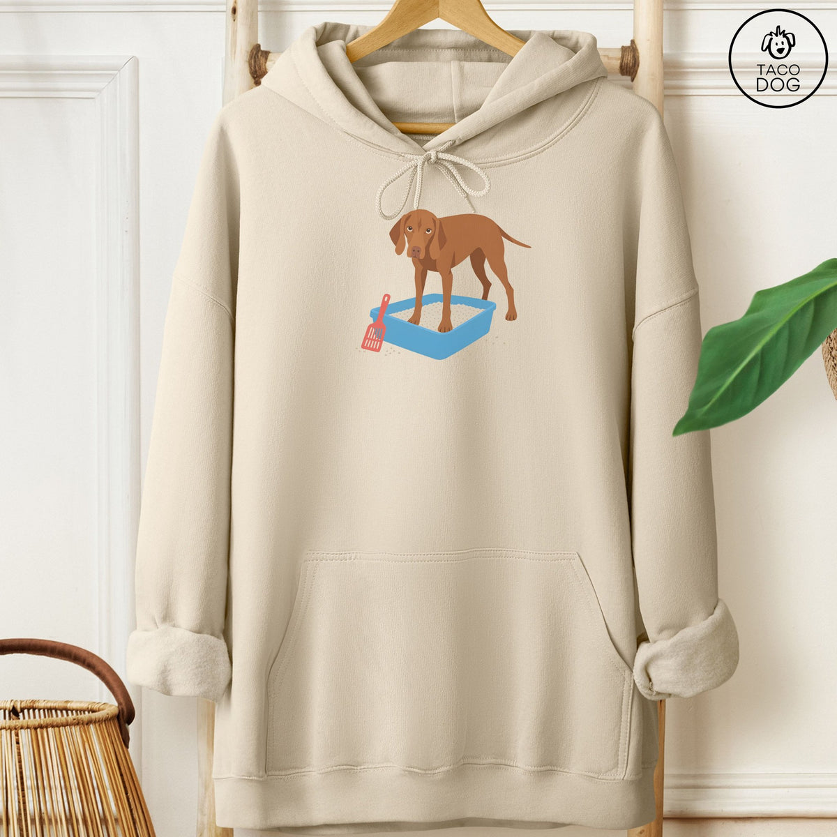 Vizsla Litter Box Hoodie Sand Taco-Dog