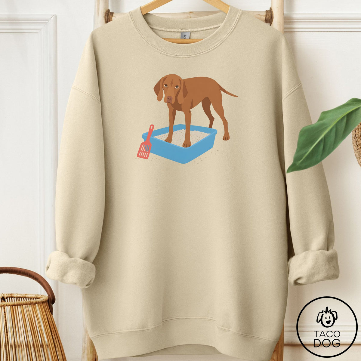 Vizsla Litter Box Sweatshirt Sand Taco-Dog