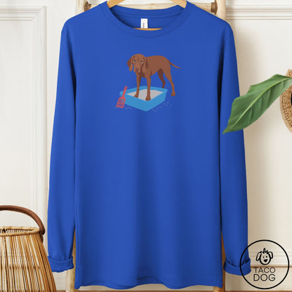 Vizsla Litter Box Long Sleeve Tee True Royal Taco-Dog
