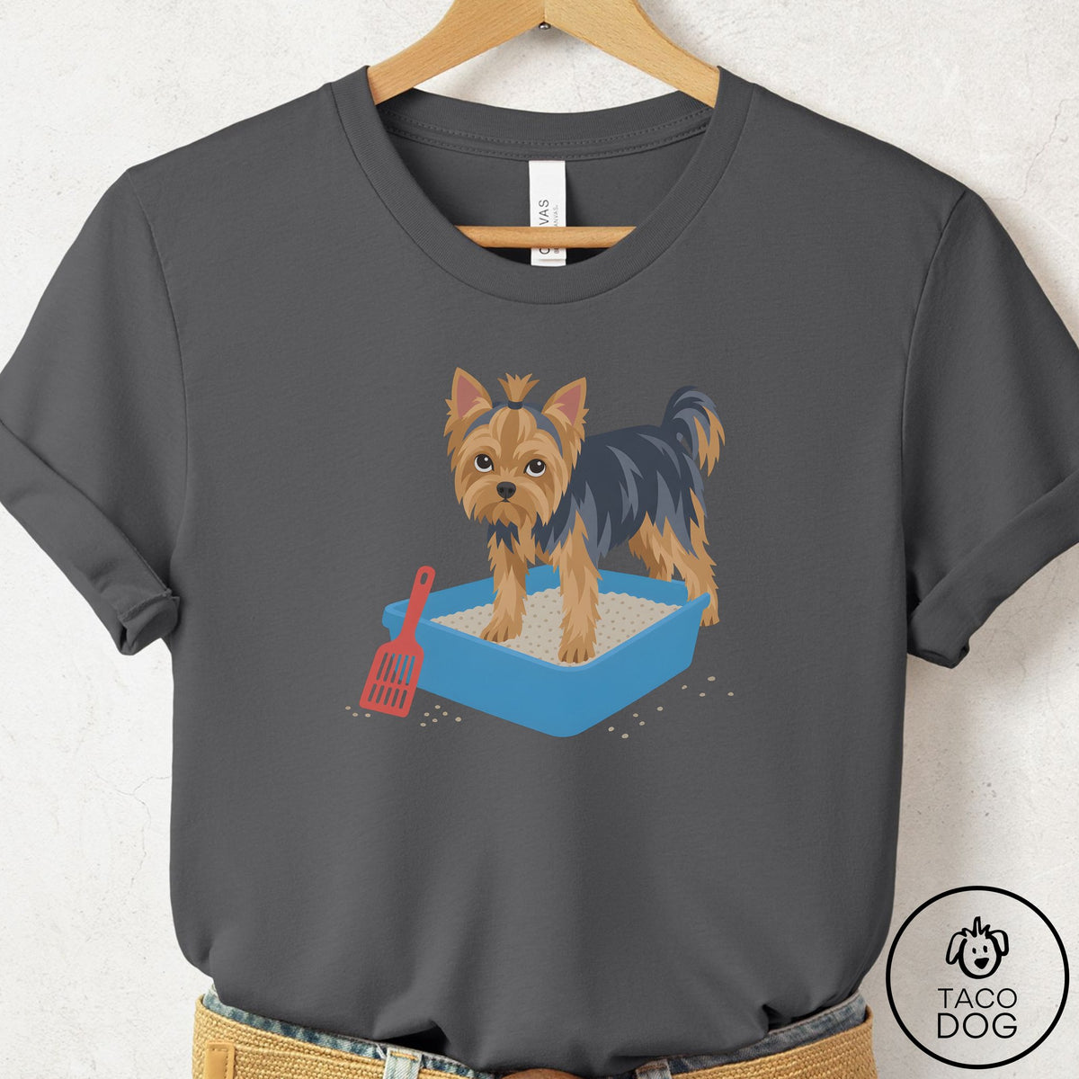 Yorkshire Terrier Yorkie Litter Box T-Shirt Asphalt Taco-Dog