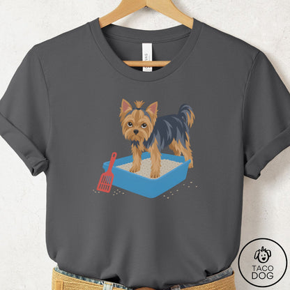Yorkshire Terrier Yorkie Litter Box T-Shirt Asphalt Taco-Dog