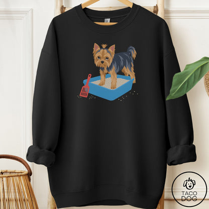 Yorkshire Terrier Yorkie Litter Box Sweatshirt Black Taco-Dog