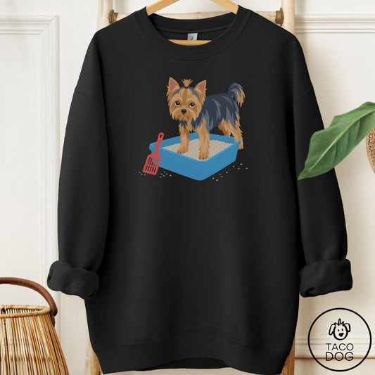 Yorkshire Terrier Yorkie Litter Box Sweatshirt Black Taco-Dog