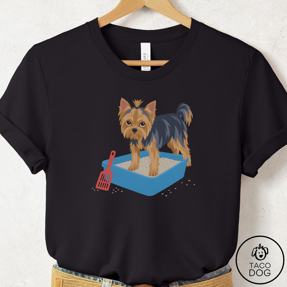 Yorkshire Terrier Yorkie Litter Box T-Shirt Black Taco-Dog