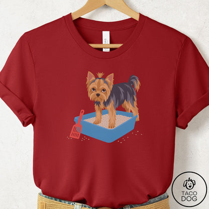 Yorkshire Terrier Yorkie Litter Box T-Shirt Canvas Red Taco-Dog