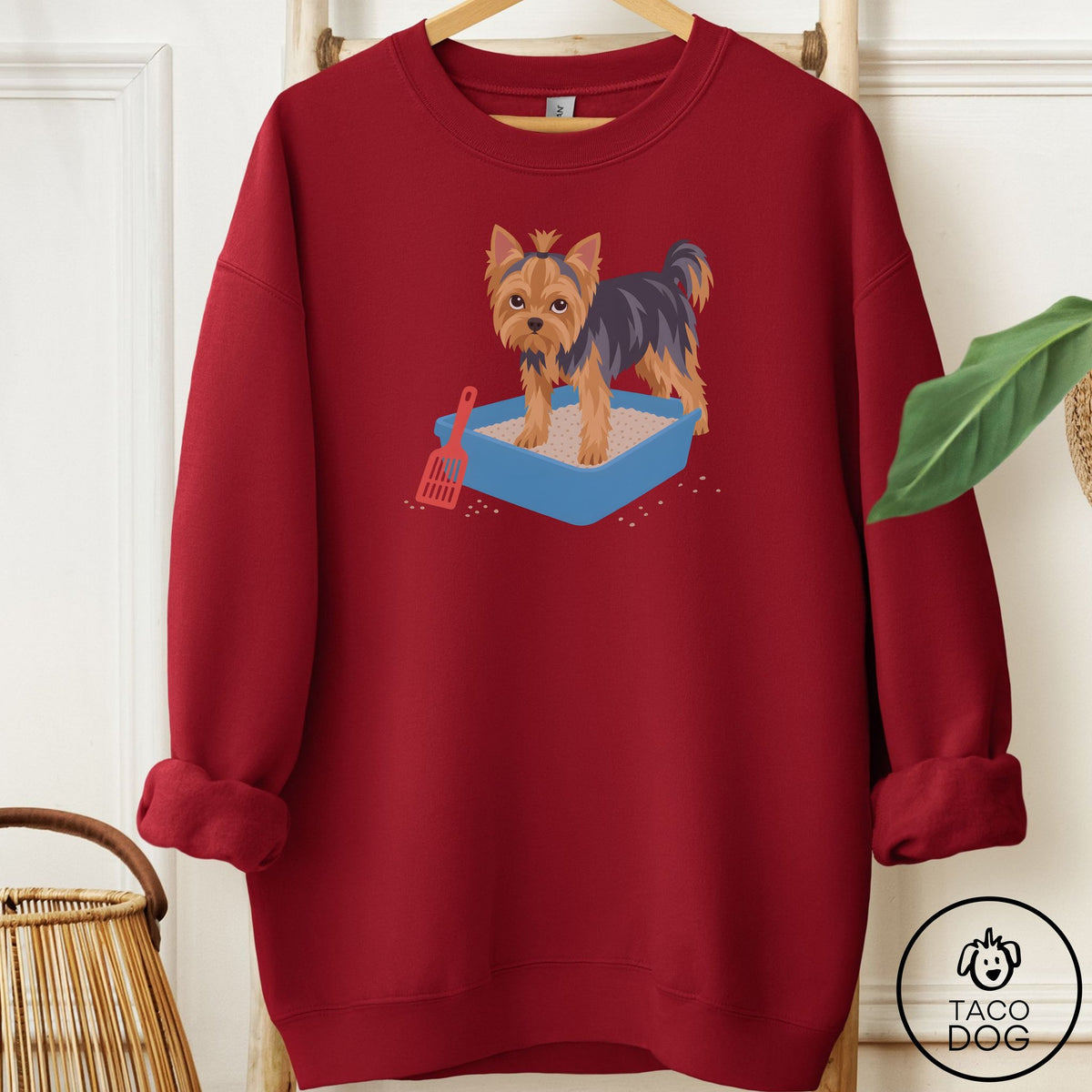 Yorkshire Terrier Yorkie Litter Box Sweatshirt Garnet Taco-Dog