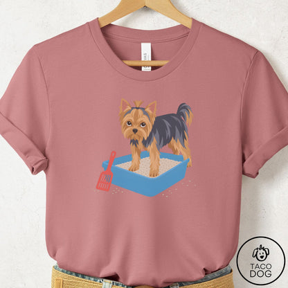 Yorkshire Terrier Yorkie Litter Box T-Shirt Mauve Taco-Dog