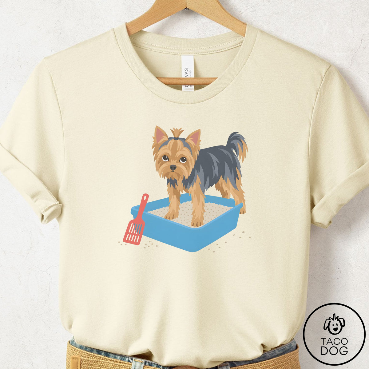 Yorkshire Terrier Yorkie Litter Box T-Shirt Natural Taco-Dog