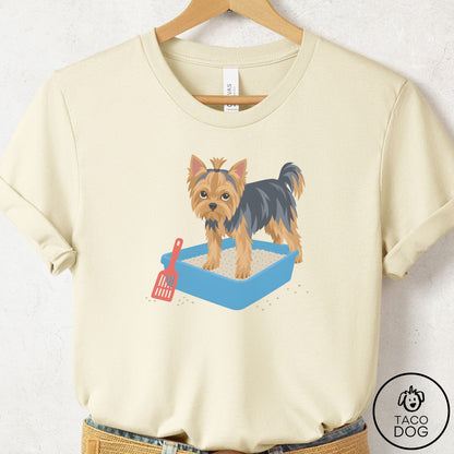 Yorkshire Terrier Yorkie Litter Box T-Shirt Natural Taco-Dog