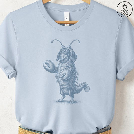 Dachshund Lobster T-Shirt Light Blue Taco-Dog