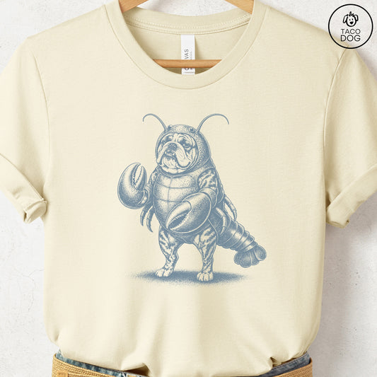 English Bulldog Lobster T-Shirt Natural Taco-Dog