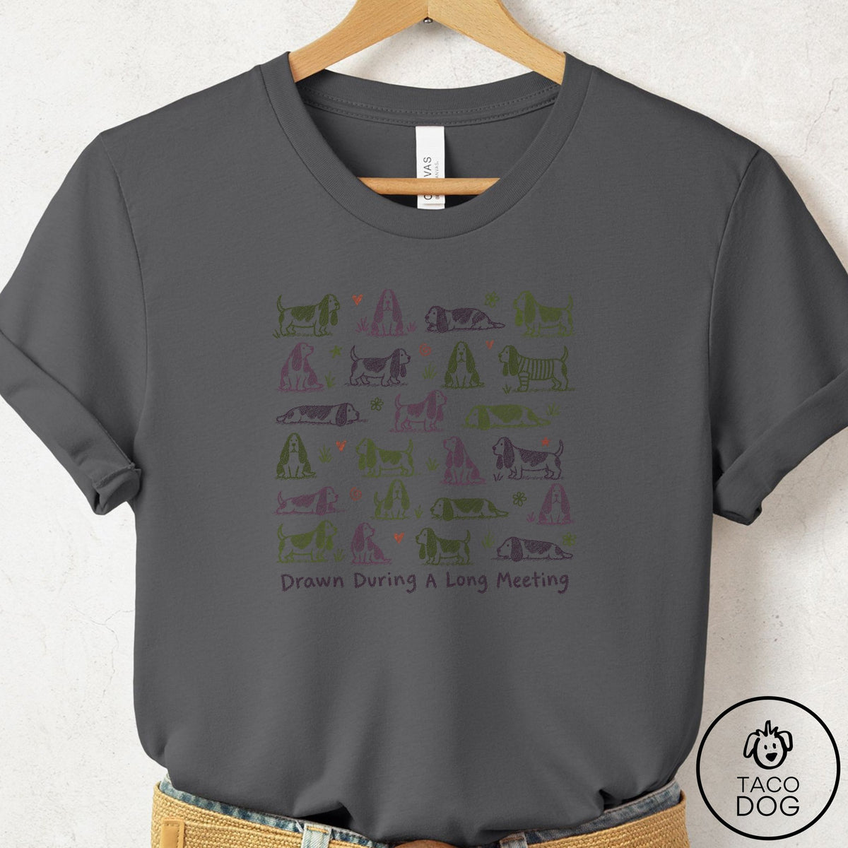 Basset Hound Long Meeting T-Shirt Asphalt Taco-Dog