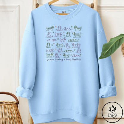 Cavalier King Charles Spaniel Long Meeting Sweatshirt Light Blue Taco-Dog