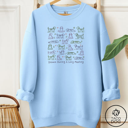 Doodle Long Meeting Sweatshirt Light Blue Taco-Dog