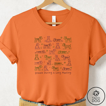 Schnauzer Long Meeting T-Shirt Burnt Orange Taco-Dog